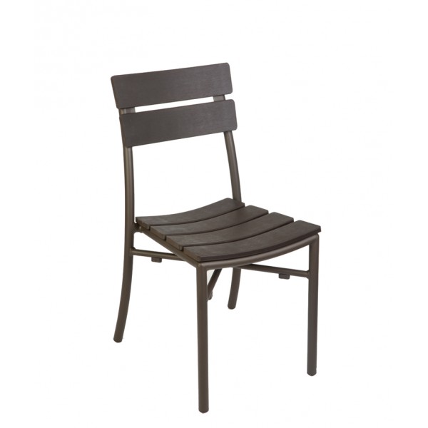 Camden Faux Teak Stacking Outdoor Hospitality Side Chair